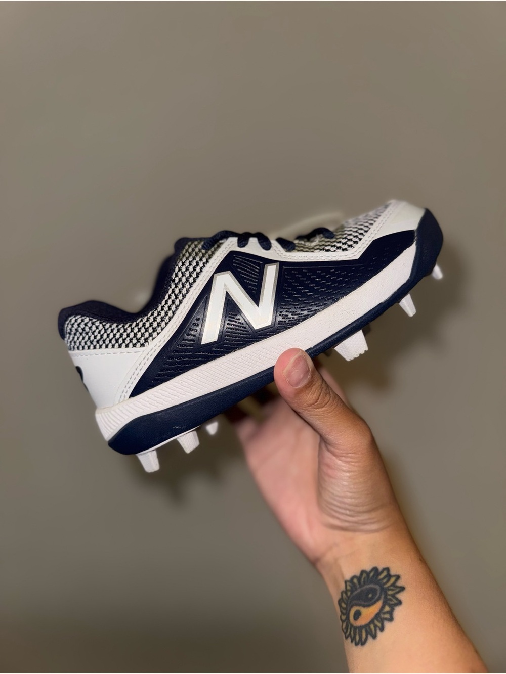 New Balance Kids Navy and White Athletic Cleats